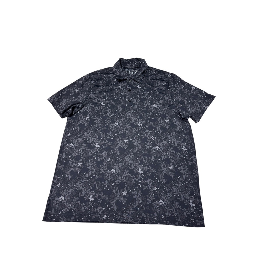 Abercrombie & Fitch Mens Large Performance Polo Shirt Floral Grey Black 11526